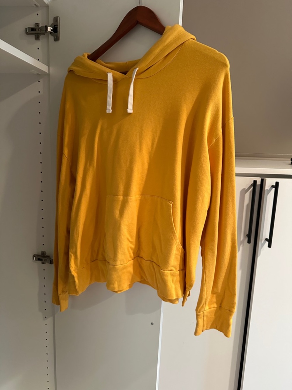 Monrow Yellow Drawstring Hooded Sweatshirt